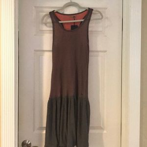 Grey/coral underlay dress-one grey day